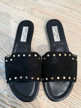Jimmy Choo black suede slides size 39